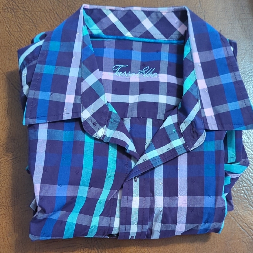 Tasso Elba Men's Blue Plaid Shirt